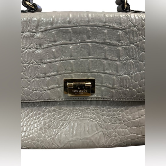 KATE SPADE CROCODILE LEATHER KNIGHTSBRIDGE DORIS GRAY  SATCHEL BAG HANDBAG - Picture 1 of 13